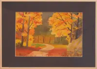 Peinture, aquarelle, Forêt, automne