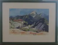 Peinture, aquarelle, Hautes-Alpes, montagnes, été
