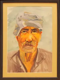 Peinture, aquarelle, Maroc, homme, berbère, vieux